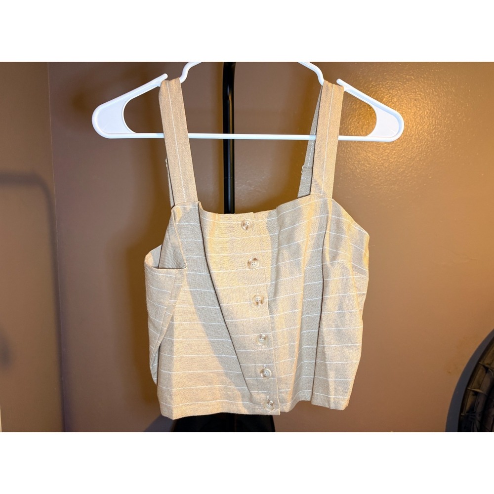 Skies Are Blue - Tan Cropped Halter Top Women's Sz S -‎ NWT